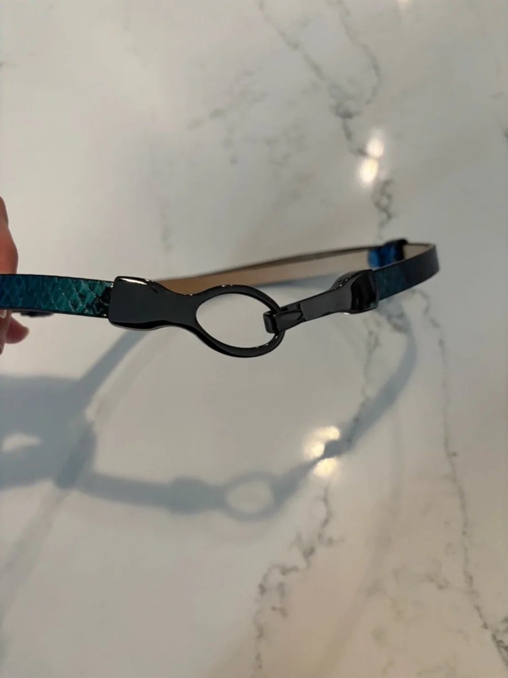 The Limited Blue Snake-Print Slim Women's Belt